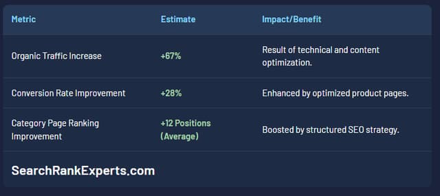 Example of SEO audit results for e-commerce store traffic growth